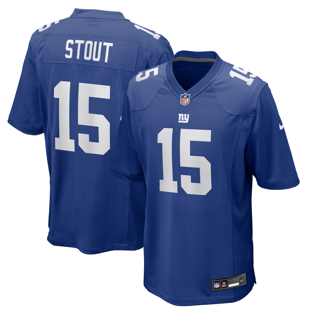 Men's New York Giants Jordan Stout Royal Team Game Jersey
