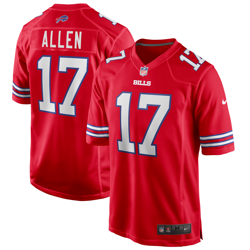 Men's Buffalo Bills Josh Allen Red Alternate Game Player Jersey