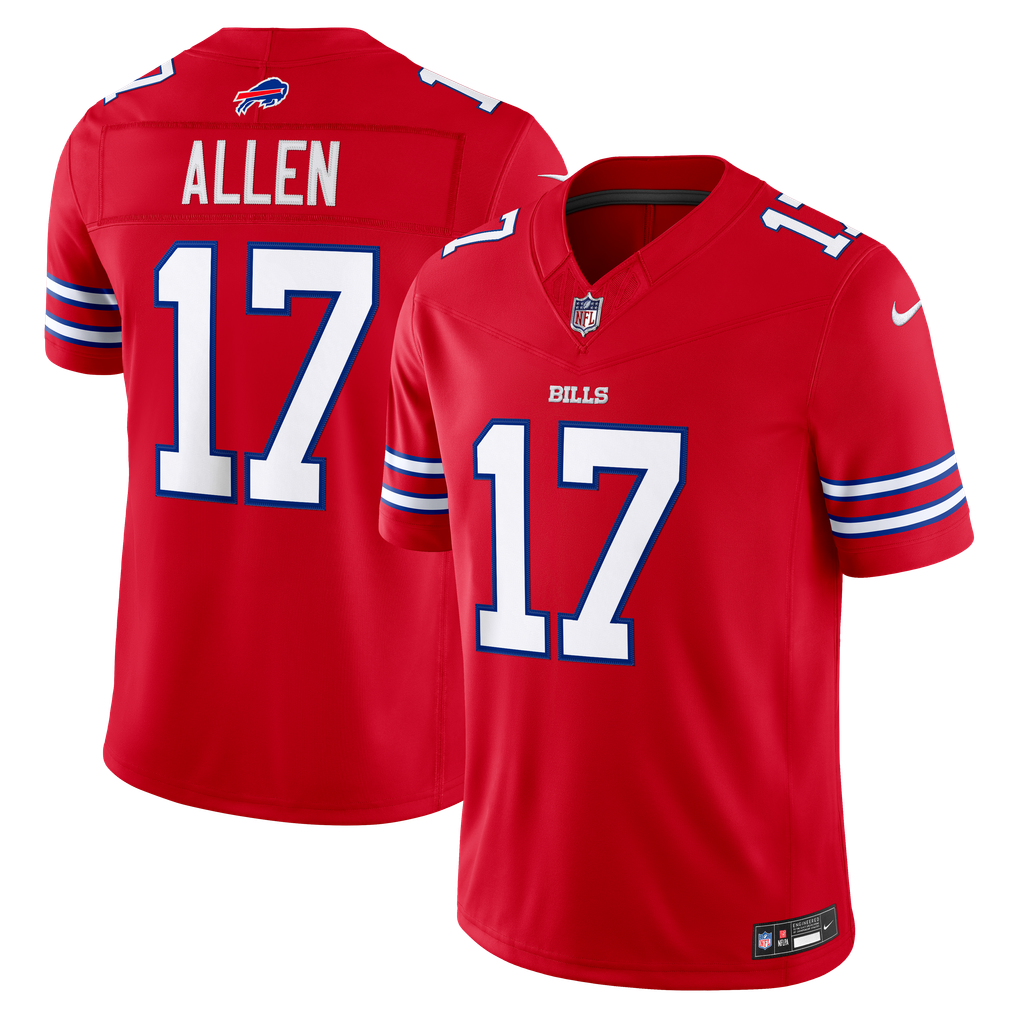 Men's Buffalo Bills Josh Allen Red Alternate Vapor F.U.S.E. Stitched Limited Jersey