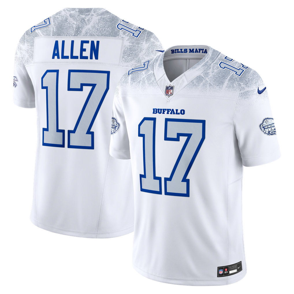 Men's Buffalo Bills Josh Allen White Rivalries Collection Stitched Limited Jersey