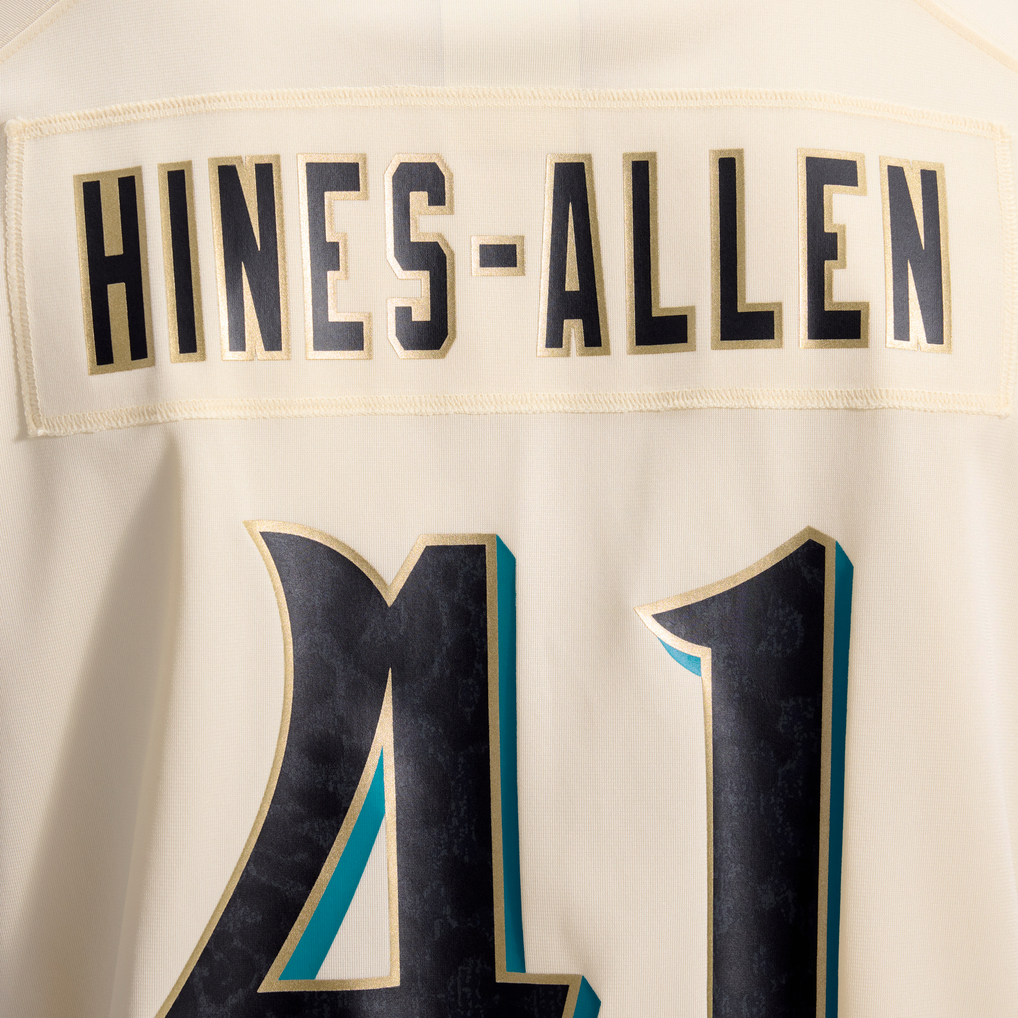 Men's Jacksonville Jaguars Josh Hines-Allen Natural 2026 Rivalries Collection Game Jersey