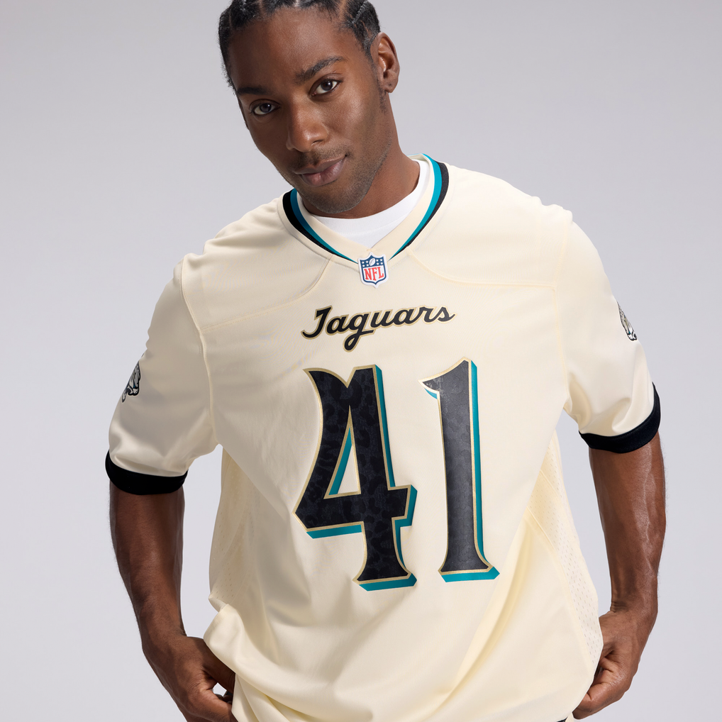 Men's Jacksonville Jaguars Josh Hines-Allen Natural 2026 Rivalries Collection Game Jersey