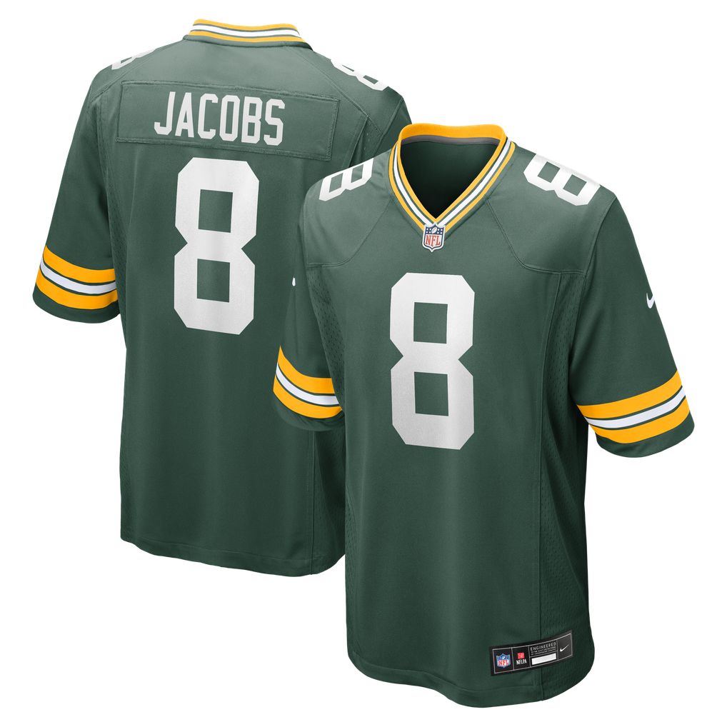 Men's Green Bay Packers Josh Jacobs Green Team Game Jersey