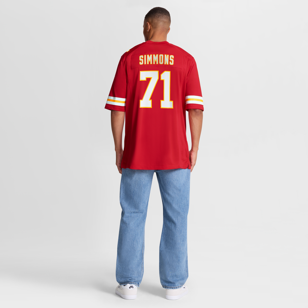 Men's Kansas City Chiefs Josh Simmons Red Team Game Jersey