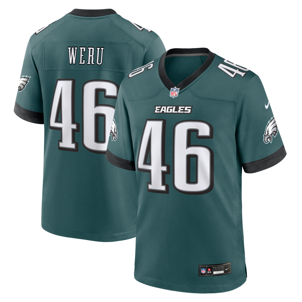 Men's Philadelphia Eagles Joshua Weru Midnight Green Team Game Jersey
