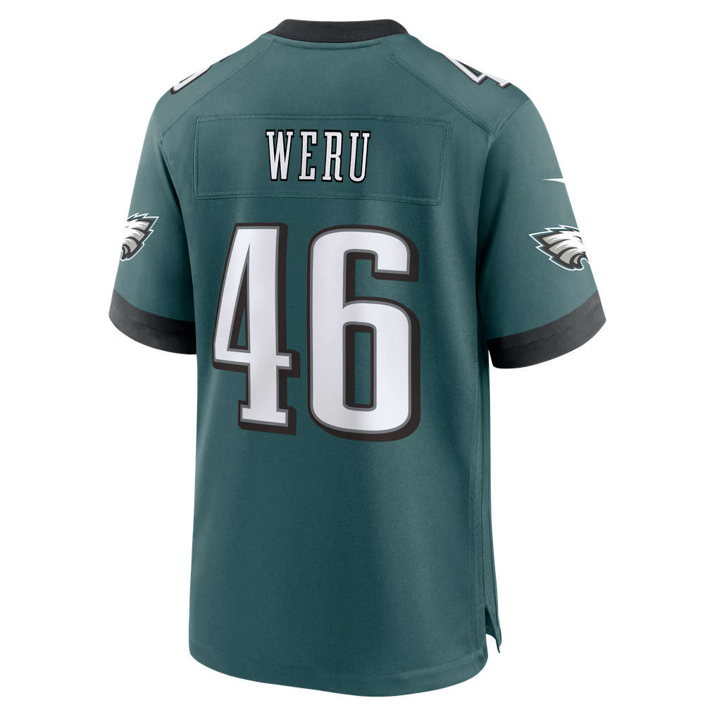 Men's Philadelphia Eagles Joshua Weru Midnight Green Team Game Jersey