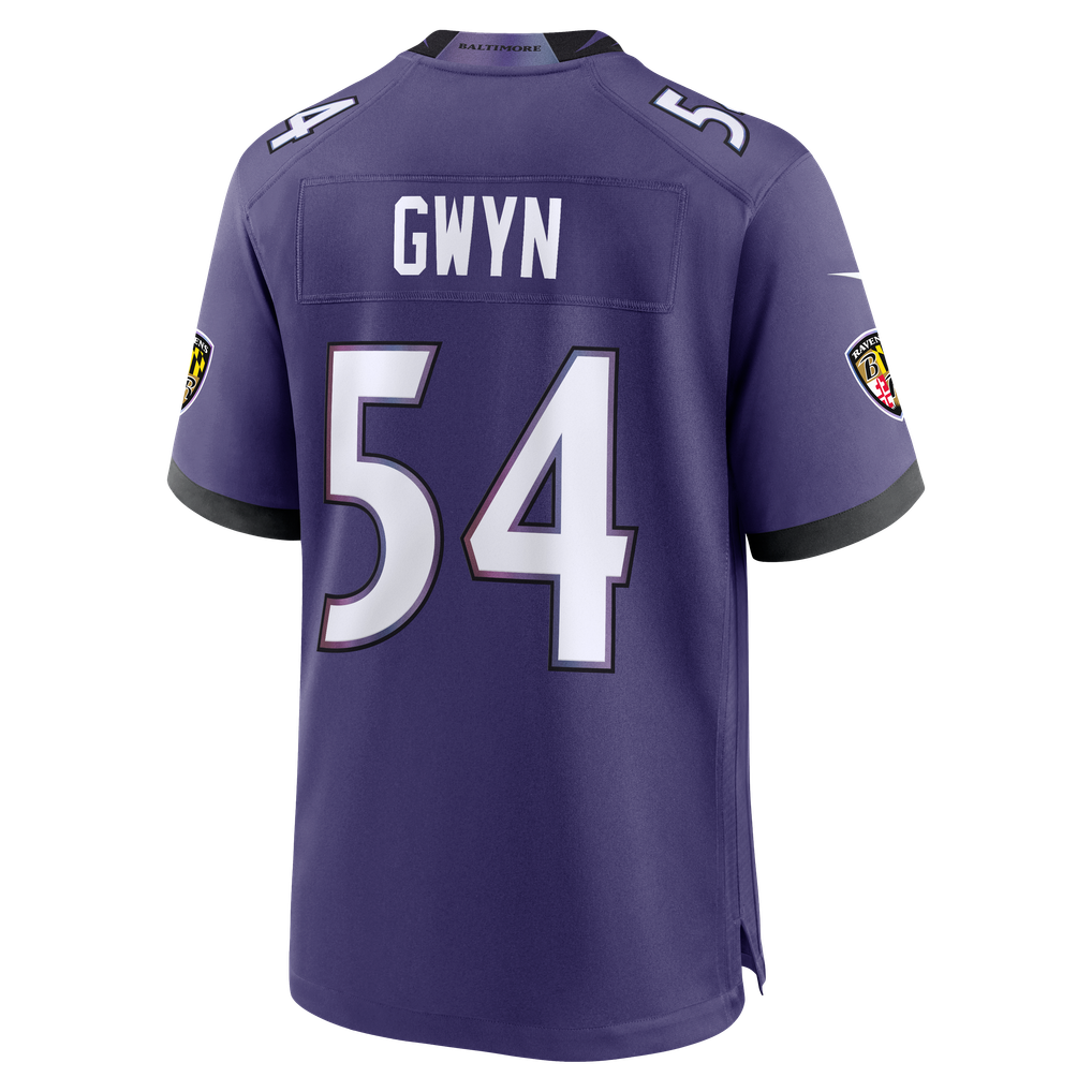 Men's Baltimore Ravens Jovaughn Gwyn Purple Team Game Jersey