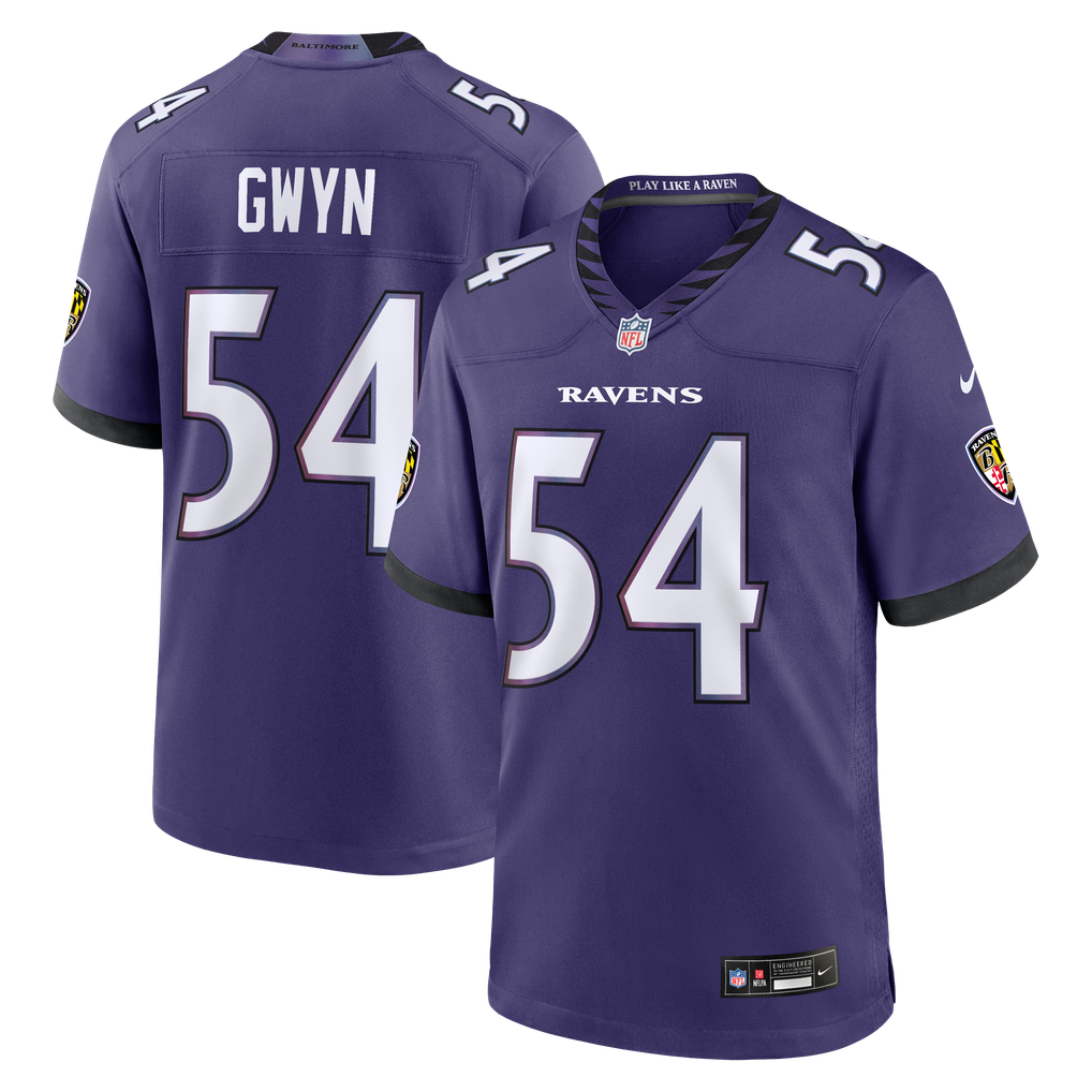 Men's Baltimore Ravens Jovaughn Gwyn Purple Team Game Jersey