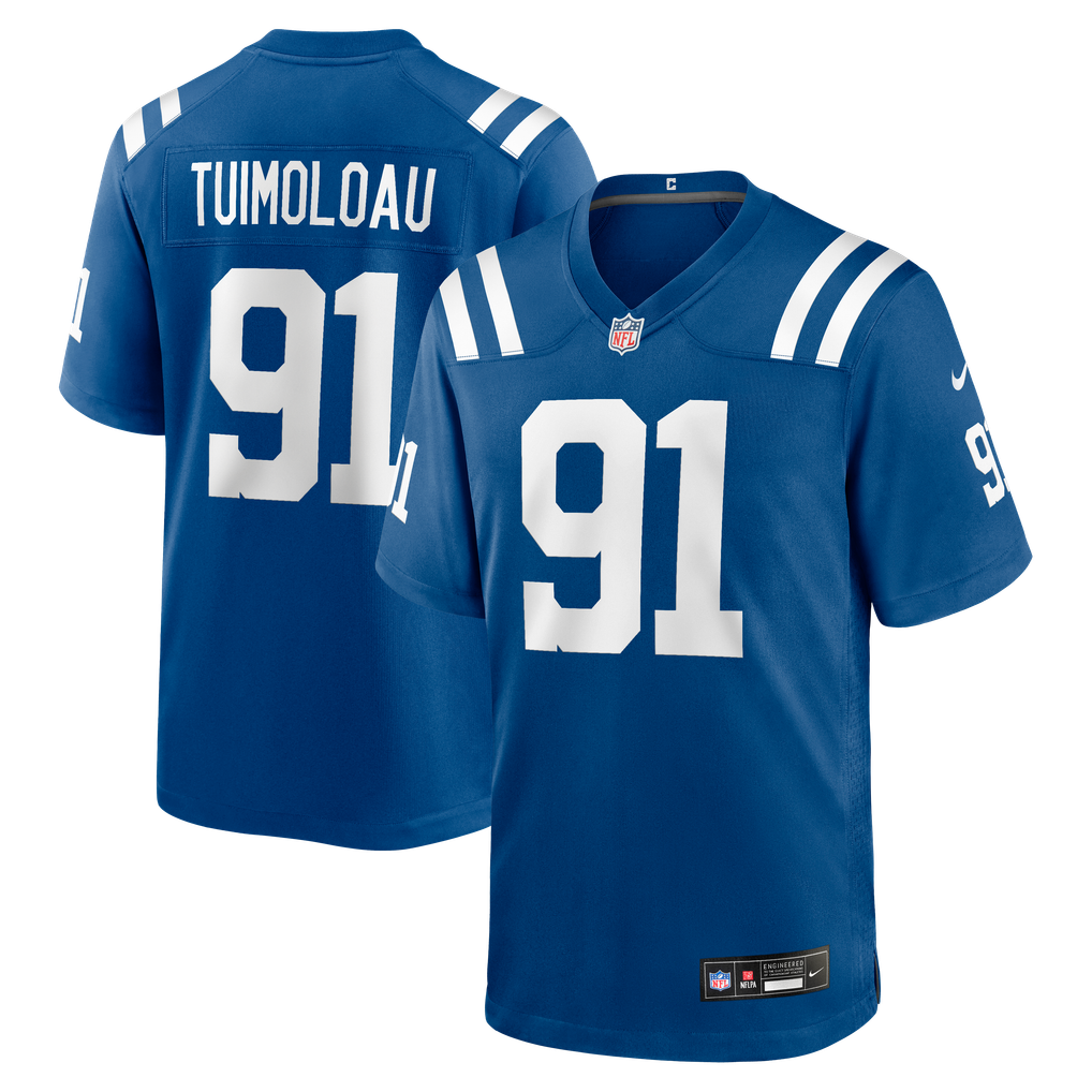 Men's Indianapolis Colts JT Tuimoloau Royal Team Game Jersey