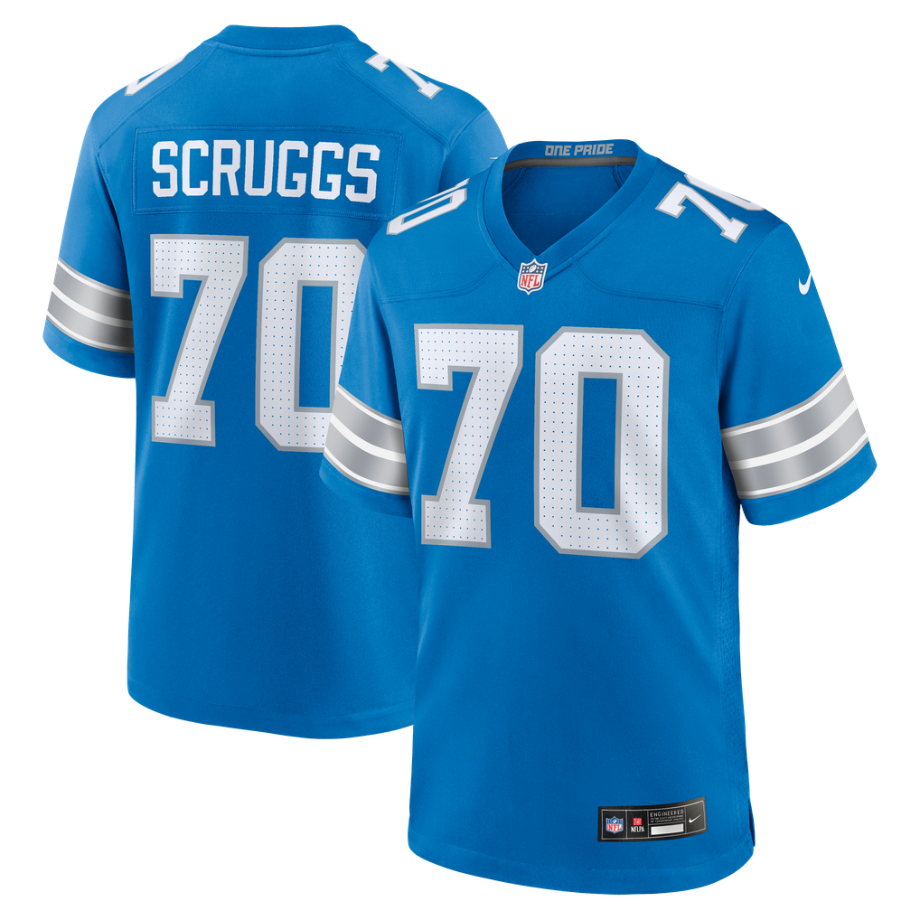 Men's Detroit Lions Juice Scruggs Blue Team Game Jersey