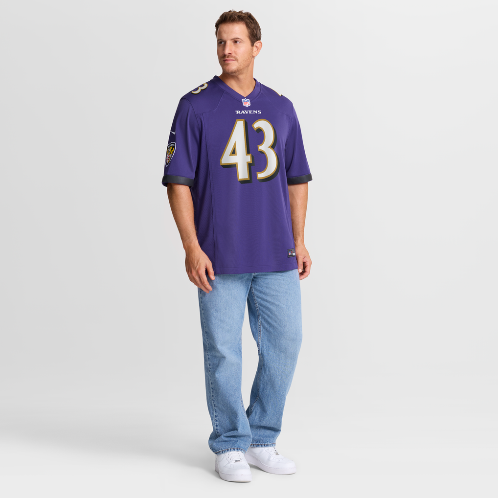 Men's Baltimore Ravens Justice Hill Purple Game Jersey