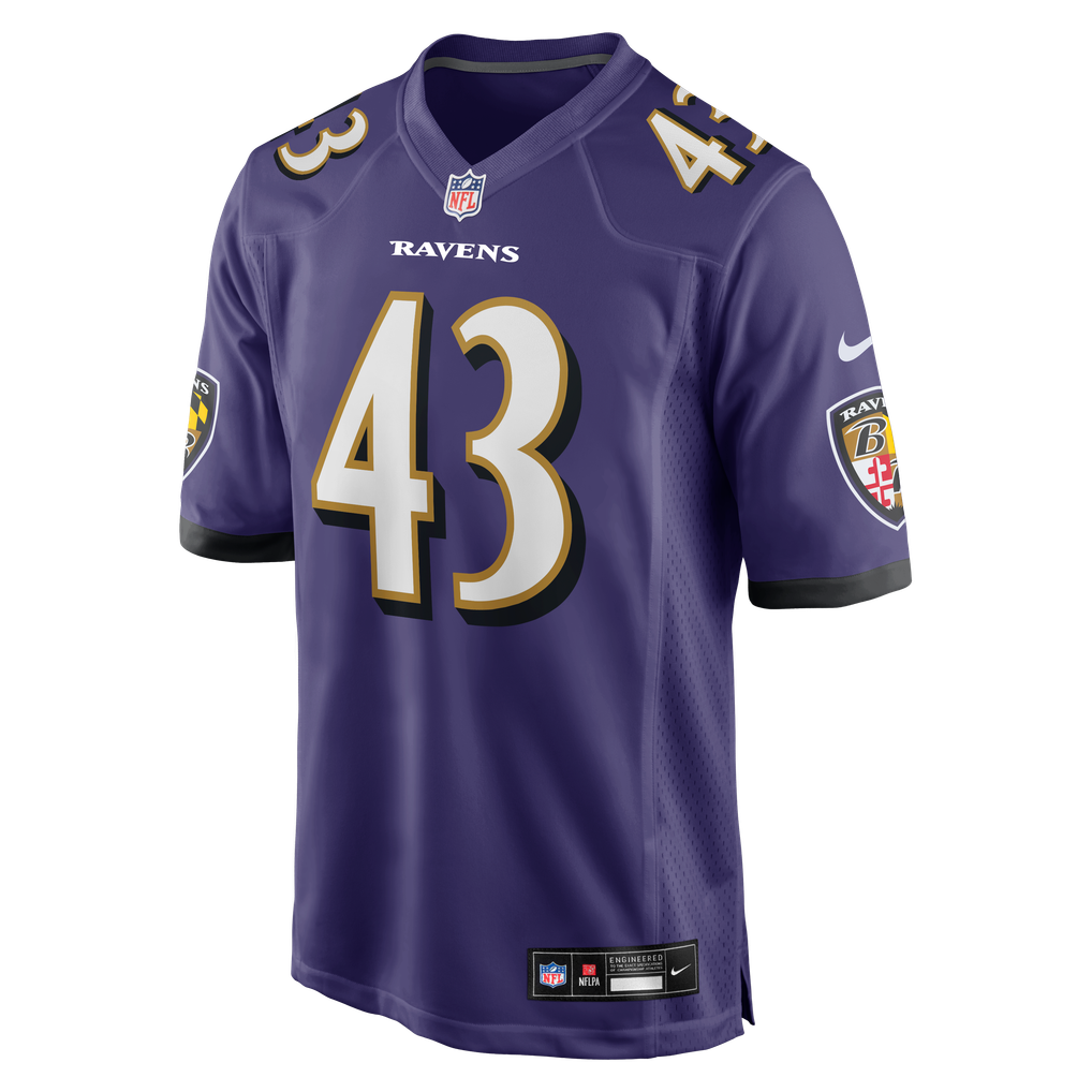 Men's Baltimore Ravens Justice Hill Purple Game Jersey