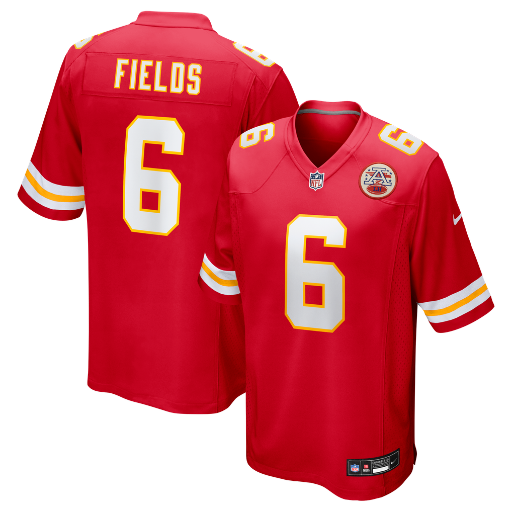 Men's Kansas City Chiefs Justin Fields Red Game Jersey