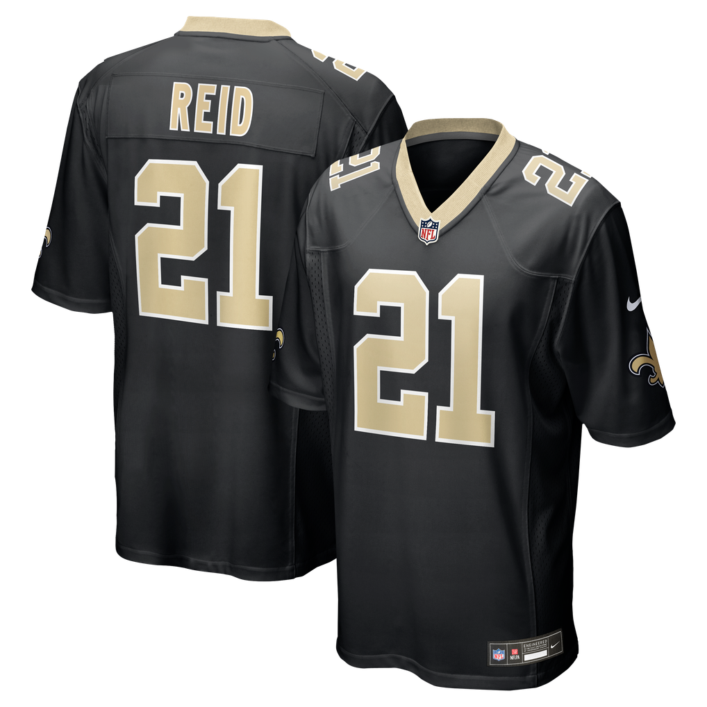 Men's New Orleans Saints Justin Reid Black Team Game Jersey
