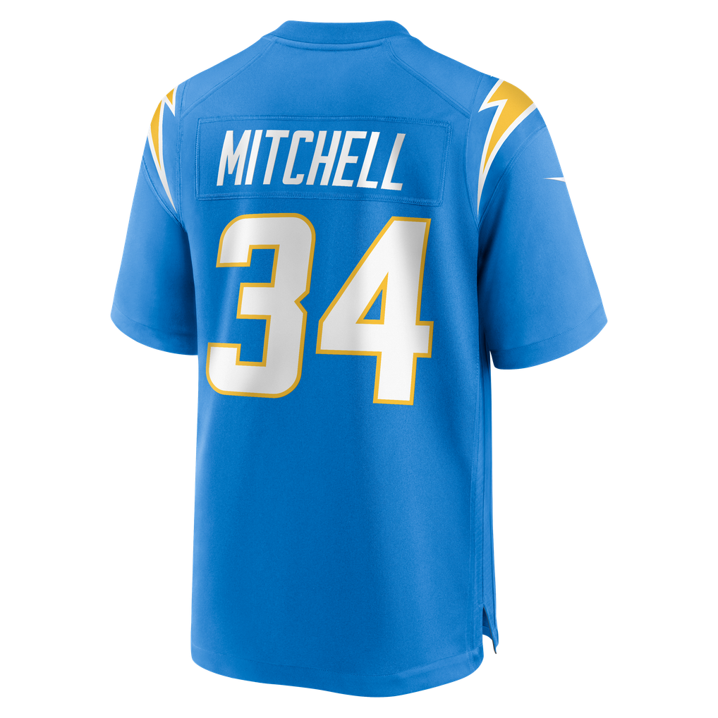Men's Los Angeles Chargers Keaton Mitchell Powder Blue Team Game Jersey