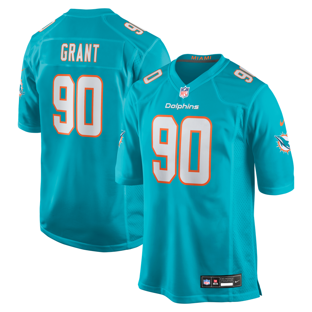 Men's Miami Dolphins Kenneth Grant Aqua Team Game Jersey