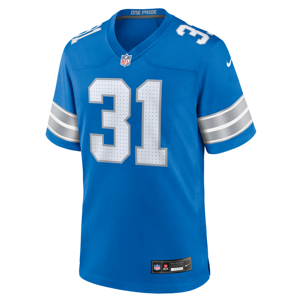 Men's Detroit Lions Kerby Joseph Blue Team Game Jersey