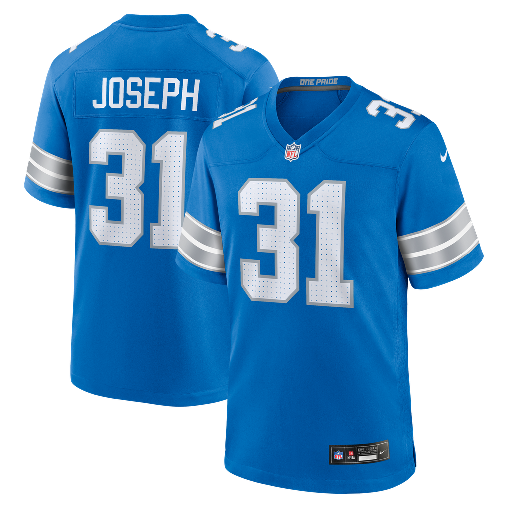 Men's Detroit Lions Kerby Joseph Blue Team Game Jersey