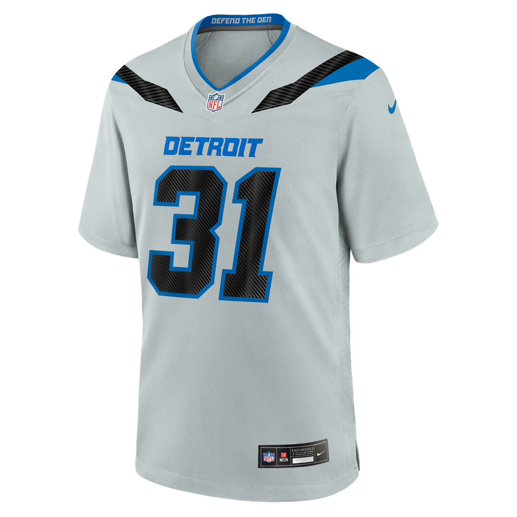 Men's Detroit Lions Kerby Joseph Silver 2026 Rivalries Collection Game Jersey