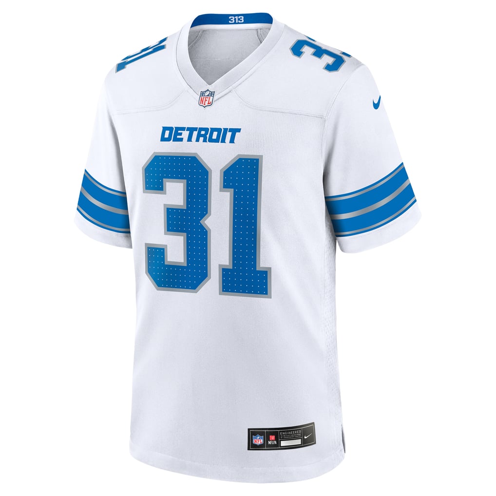 Men's Detroit Lions Kerby Joseph White Game Jersey