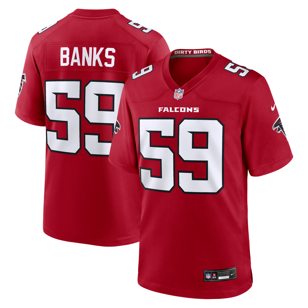 Men's Atlanta Falcons Keshawn Banks Red Team Game Jersey