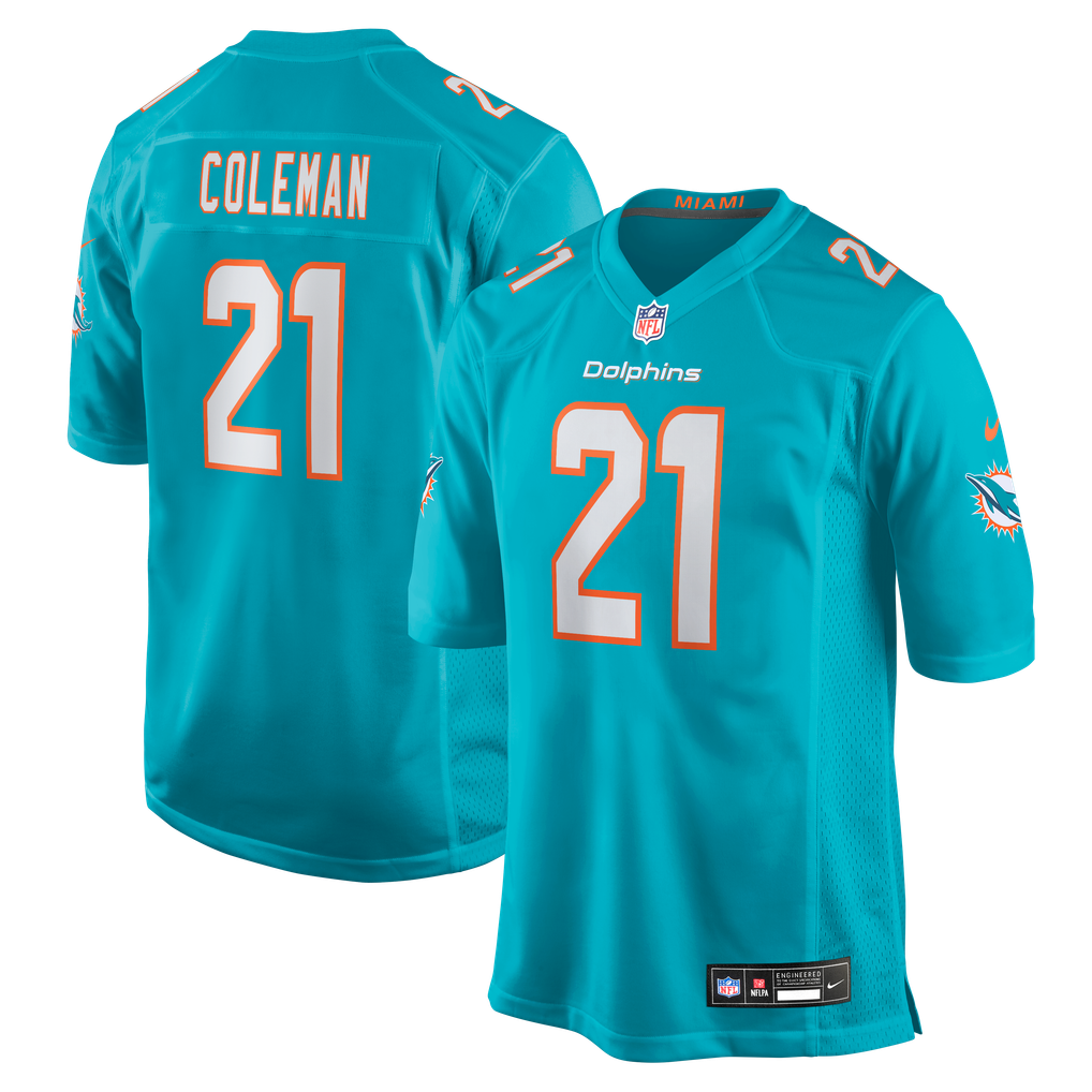 Men's Miami Dolphins Kevin Coleman Aqua Team Game Jersey