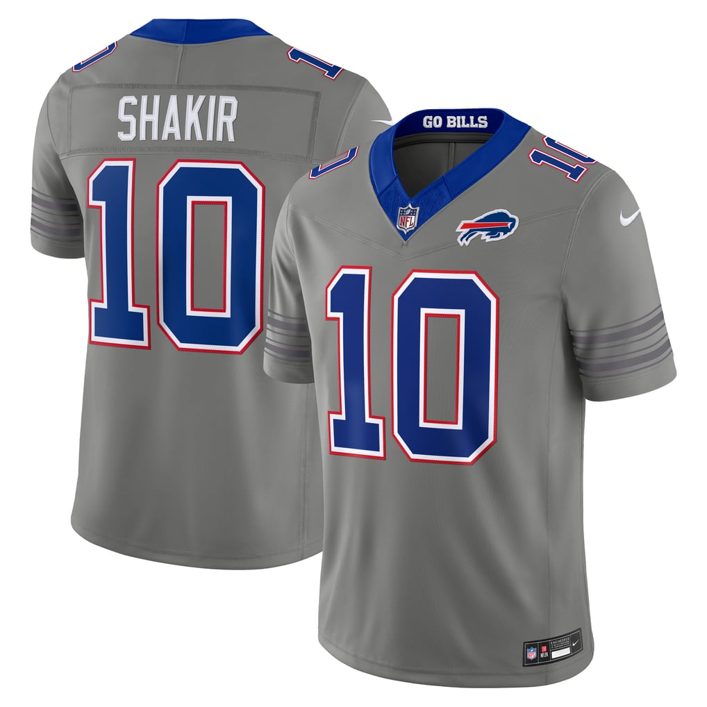 Men's Buffalo Bills Khalil Shakir Gray Nickel City Vapor F.U.S.E. Stitched Limited Jersey