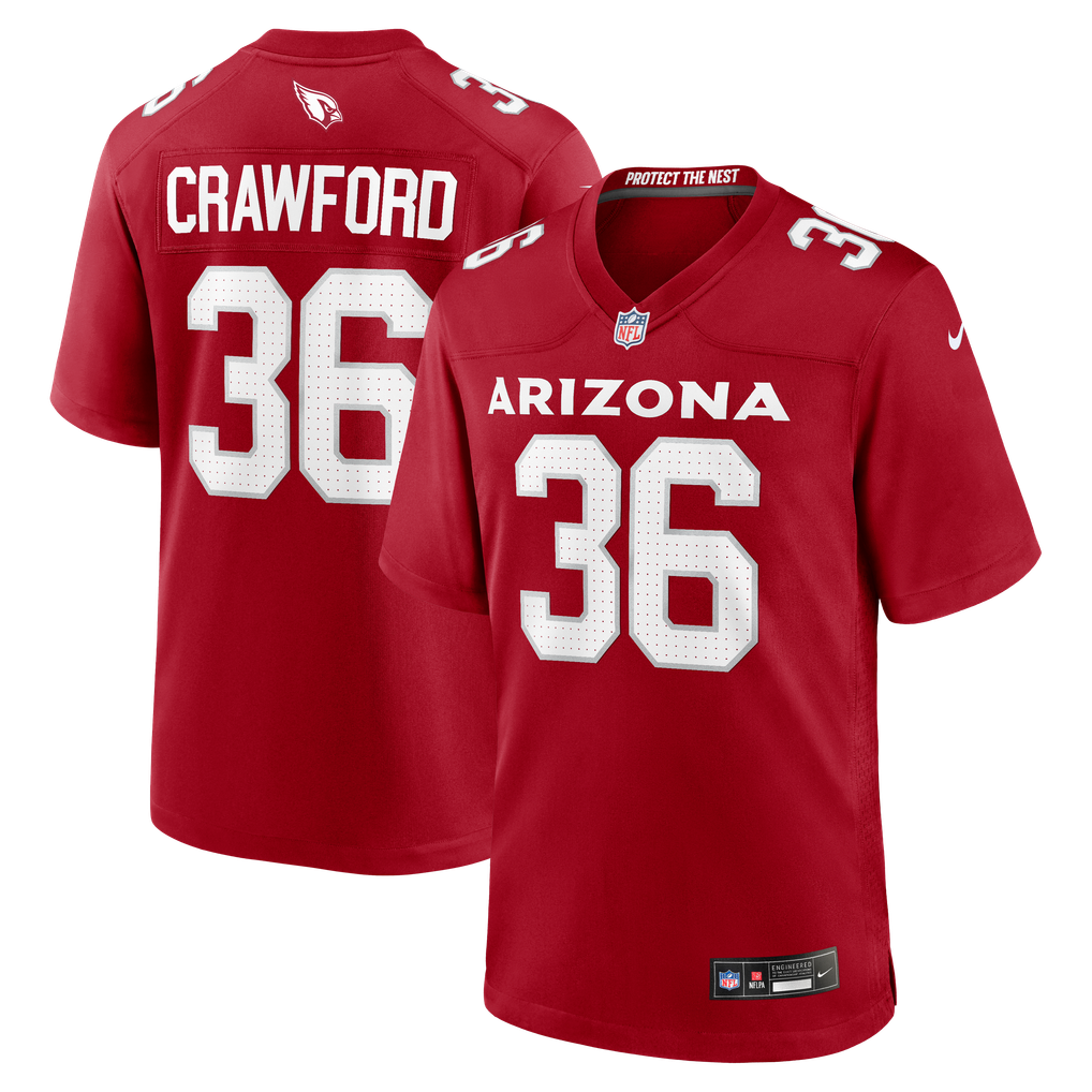 Men's Arizona Cardinals Kitan Crawford Cardinal Team Game Jersey