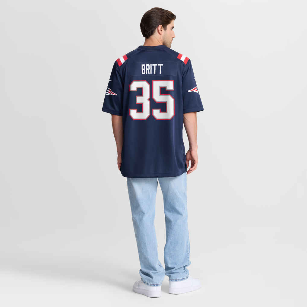 Men's New England Patriots K.J. Britt Navy Team Game Jersey