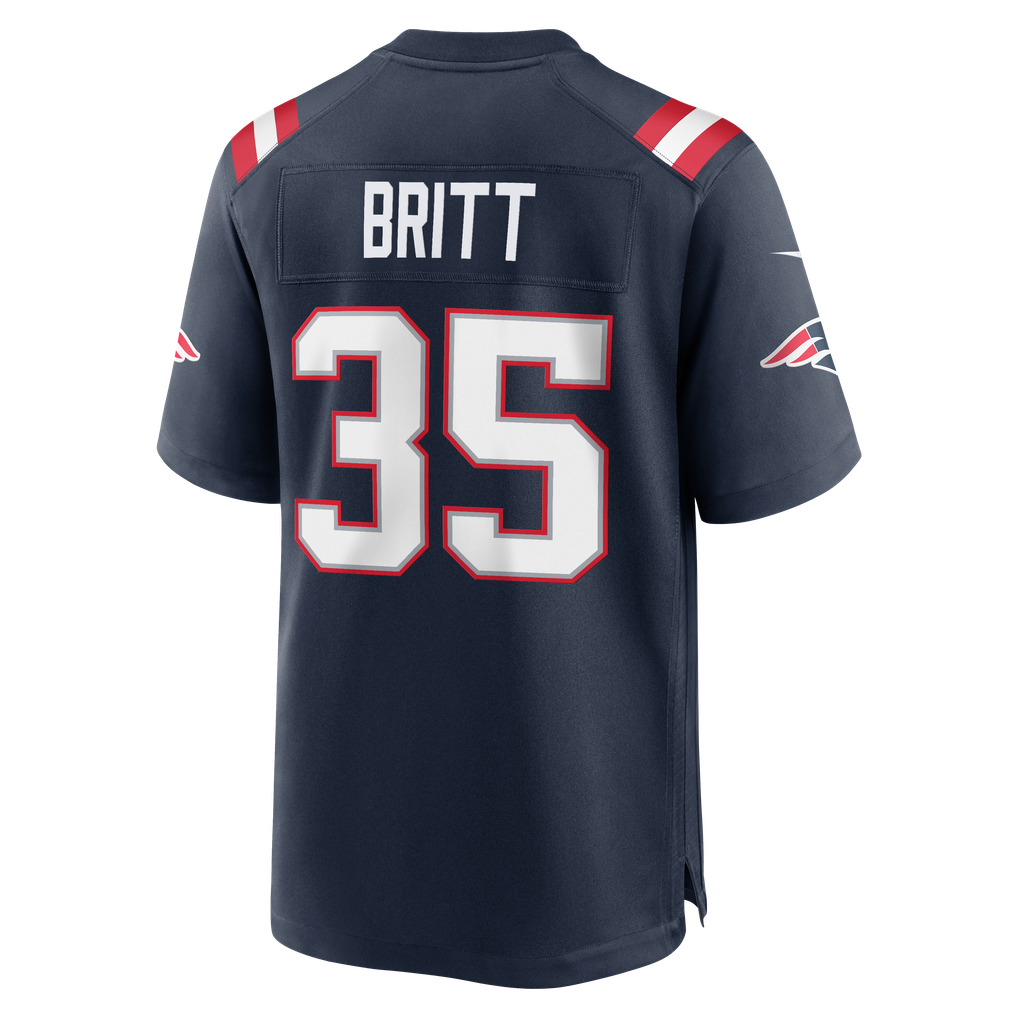 Men's New England Patriots K.J. Britt Navy Team Game Jersey