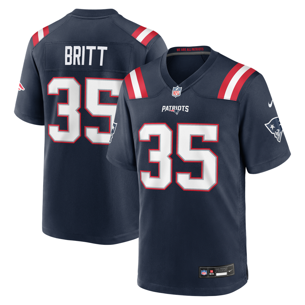 Men's New England Patriots K.J. Britt Navy Team Game Jersey