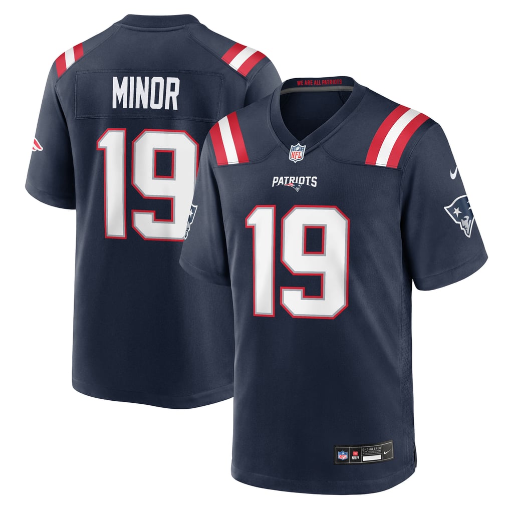 Men's New England Patriots Kobee Minor Navy Team Game Jersey