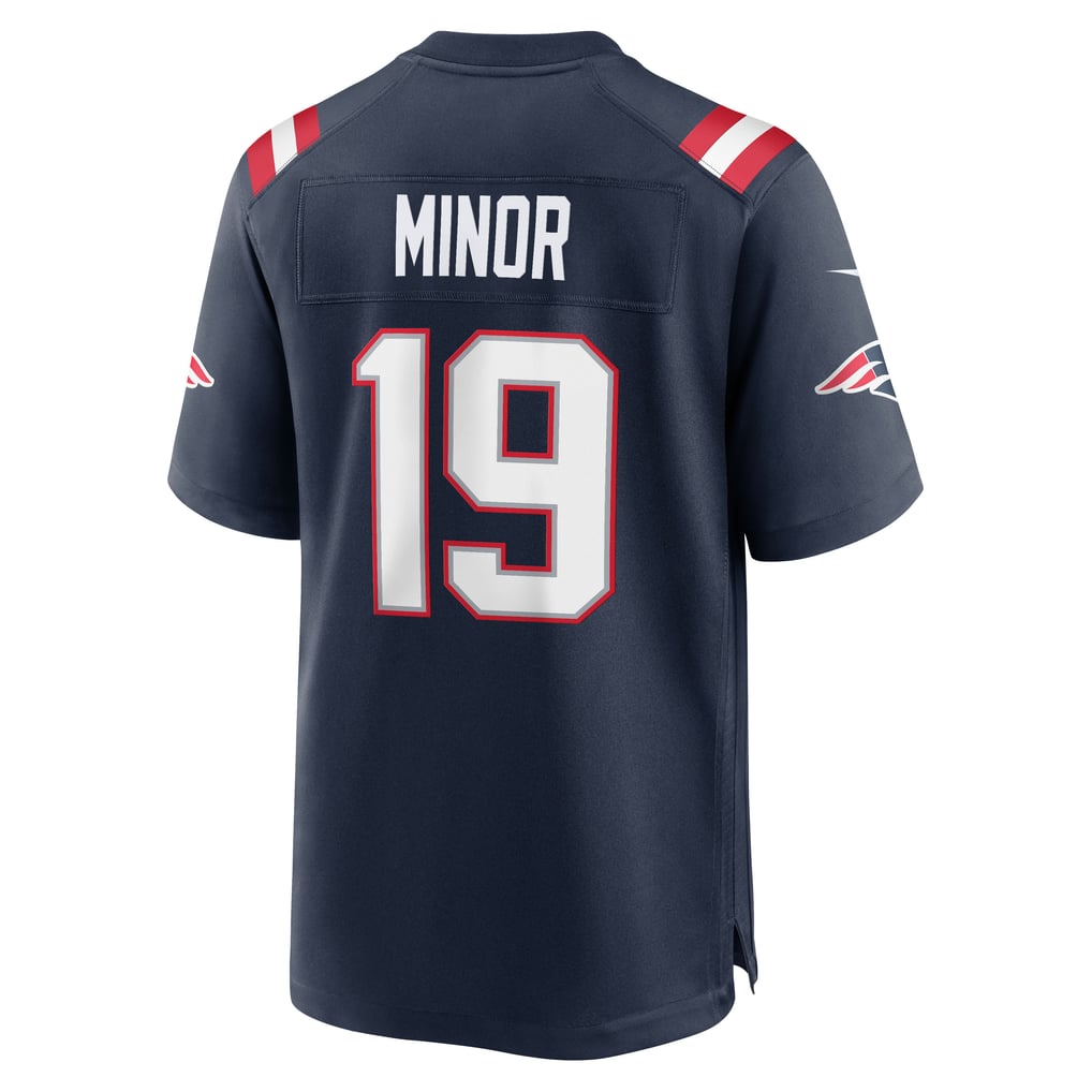 Men's New England Patriots Kobee Minor Navy Team Game Jersey