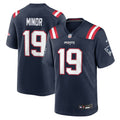 Men's New England Patriots Kobee Minor Navy Team Game Jersey