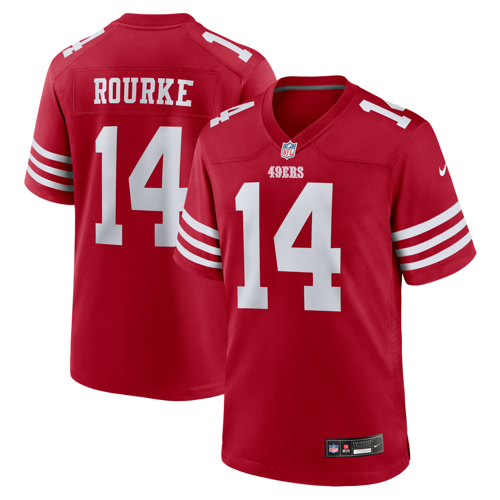 Men's San Francisco 49ers Kurtis Rourke Scarlet Team Game Jersey