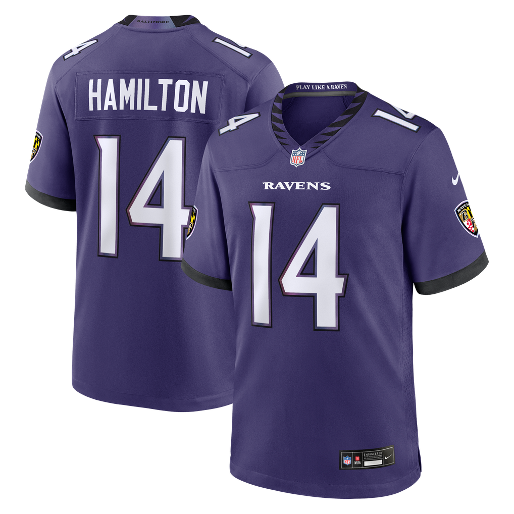 Men's Baltimore Ravens Kyle Hamilton Purple Team Game Jersey