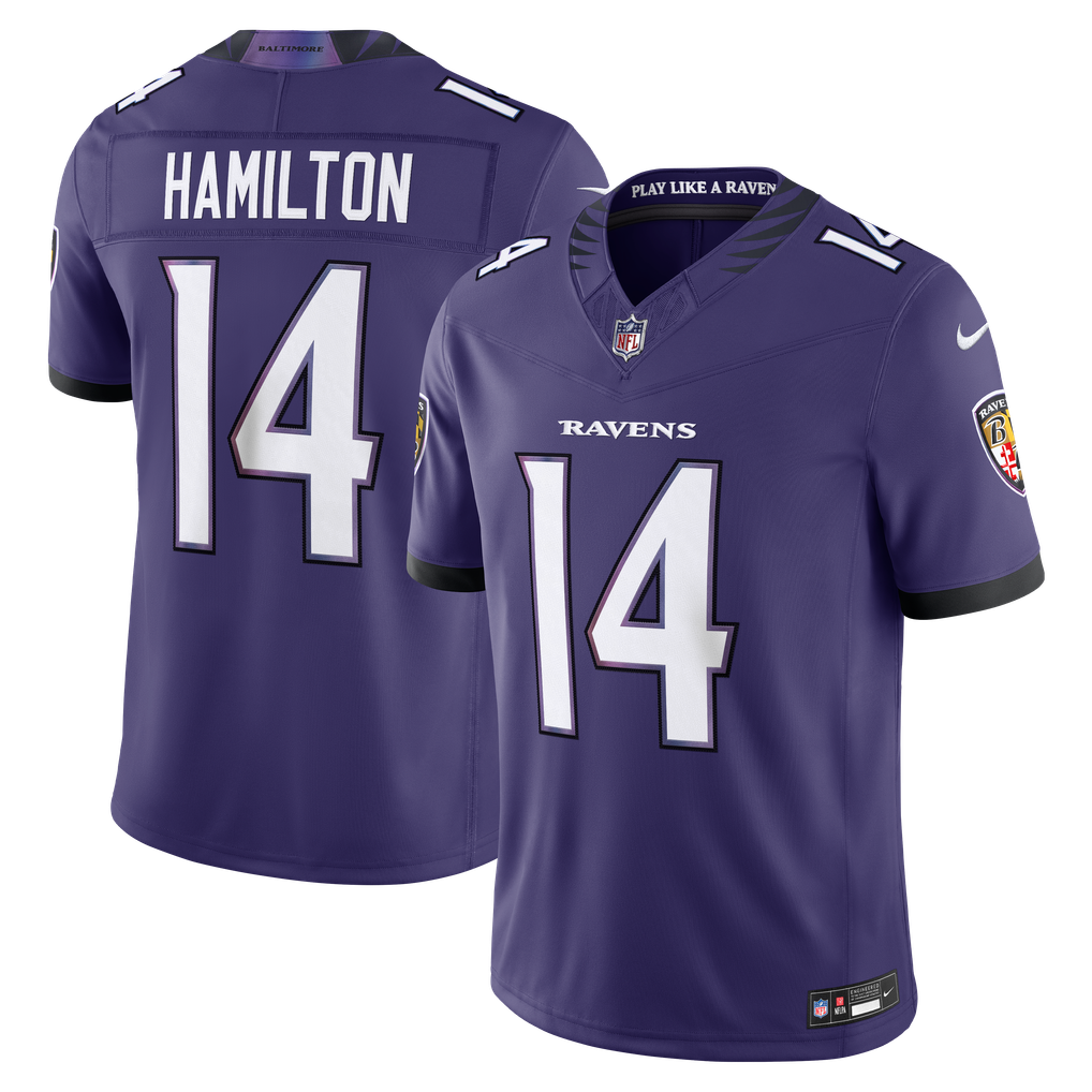 Men's Baltimore Ravens Kyle Hamilton Purple Team Vapor F.U.S.E. Stitched Limited Jersey