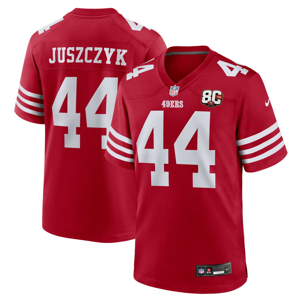 Men's San Francisco 49ers Kyle Juszczyk Scarlet 80th Anniversary Game Jersey