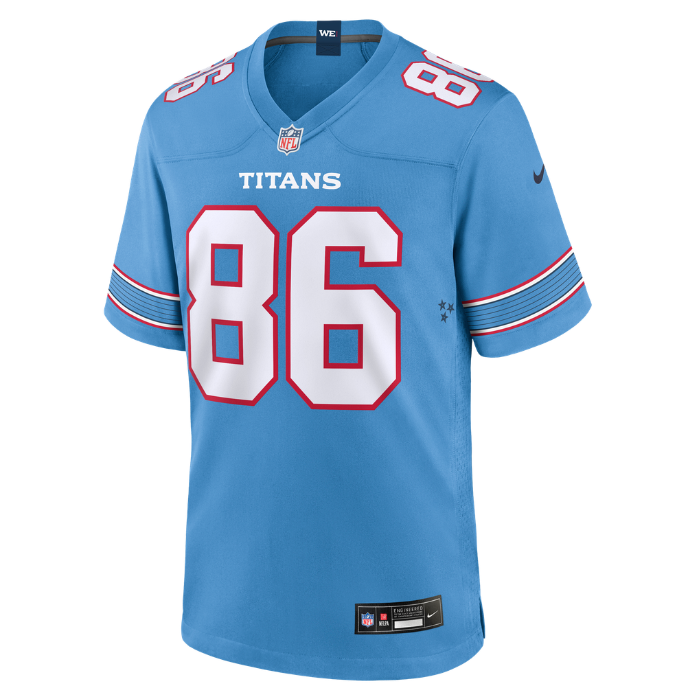 Men's Tennessee Titans Kylen Granson Light Blue Team Game Jersey