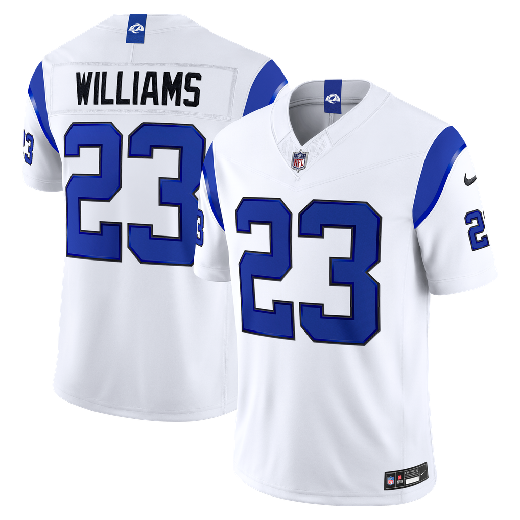 Men's Los Angeles Rams Kyren Williams Fearsome White Vapor F.U.S.E. Stitched Limited Jersey
