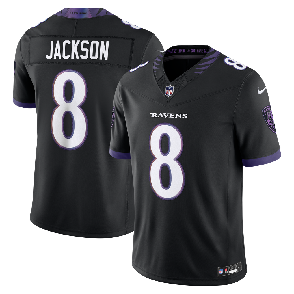 Men's Baltimore Ravens Lamar Jackson Black Alternate Alternate Vapor F.U.S.E. Stitched Limited Jersey