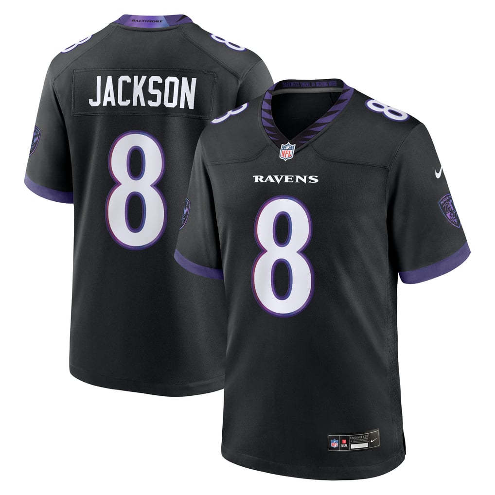 Men's Baltimore Ravens Lamar Jackson Black Alternate Game Jersey