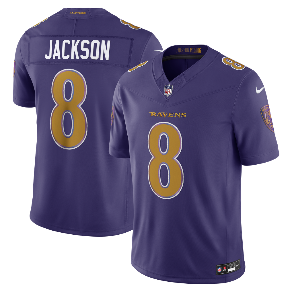 Men's Baltimore Ravens Lamar Jackson Purple Alternate Vapor F.U.S.E. Stitched Limited Jersey