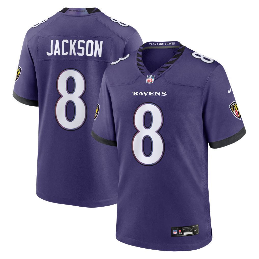 Men's Baltimore Ravens Lamar Jackson Purple Team Game Jersey