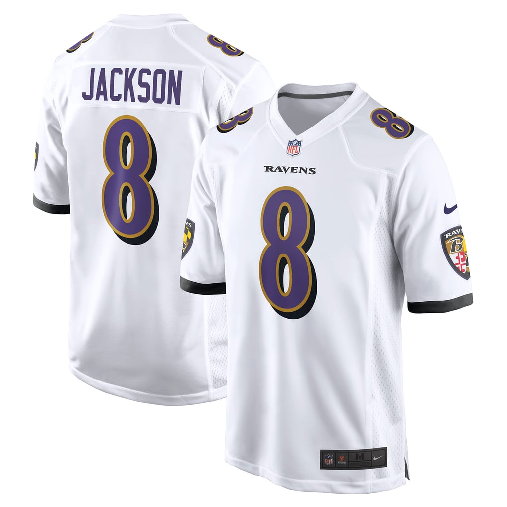 Men's Baltimore Ravens Lamar Jackson White Game Jersey