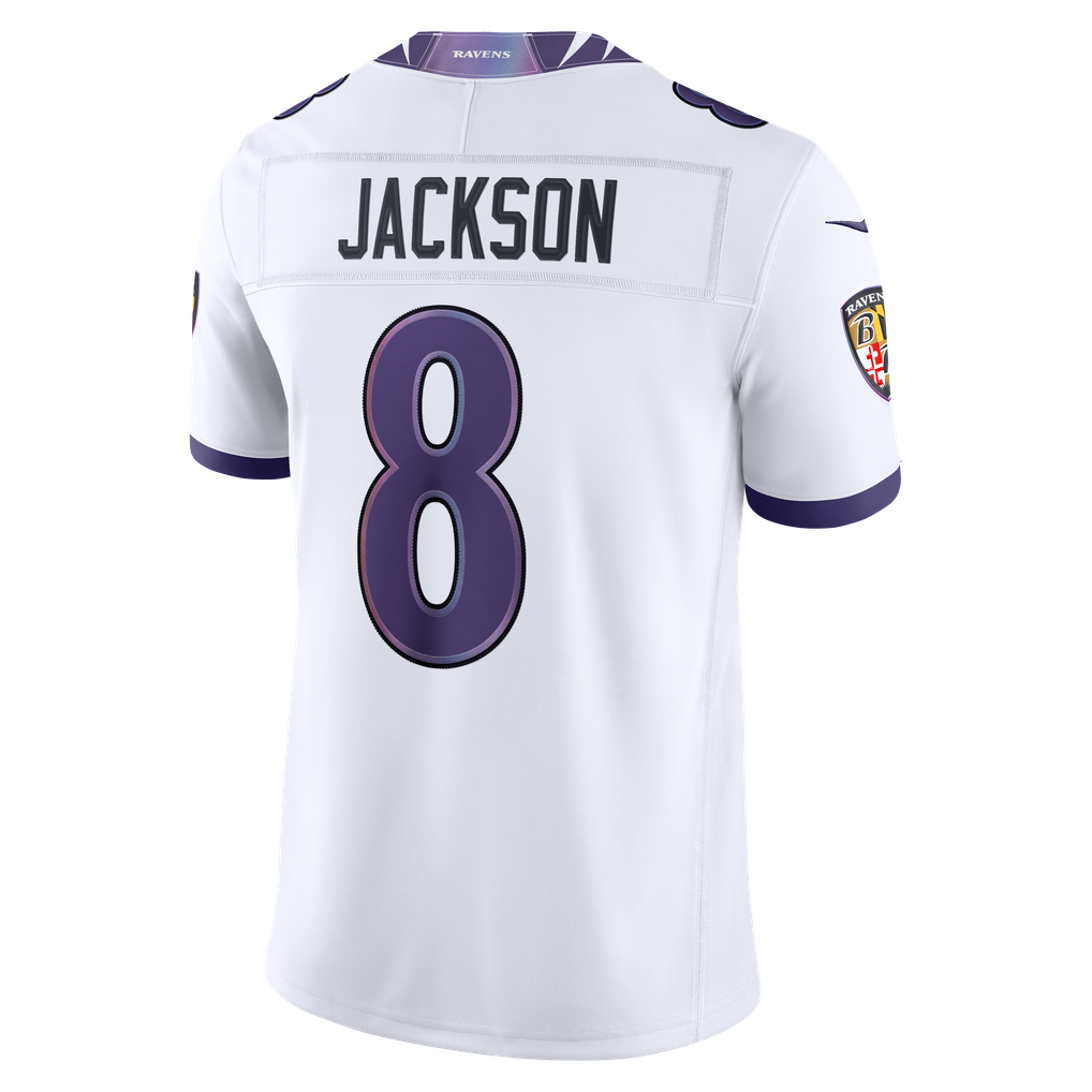 Men's Baltimore Ravens Lamar Jackson White Vapor F.U.S.E. Stitched Limited Jersey