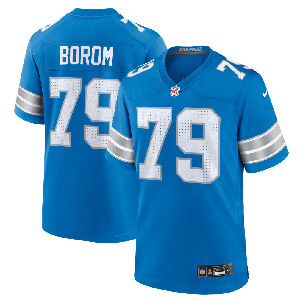Men's Detroit Lions Larry Borom Blue Team Game Jersey