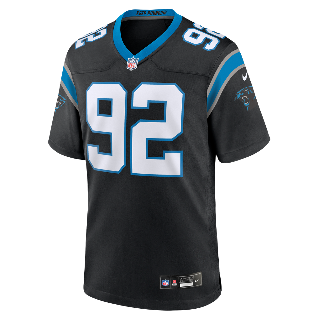 Men's Carolina Panthers Lee Hunter Black Team Game Jersey