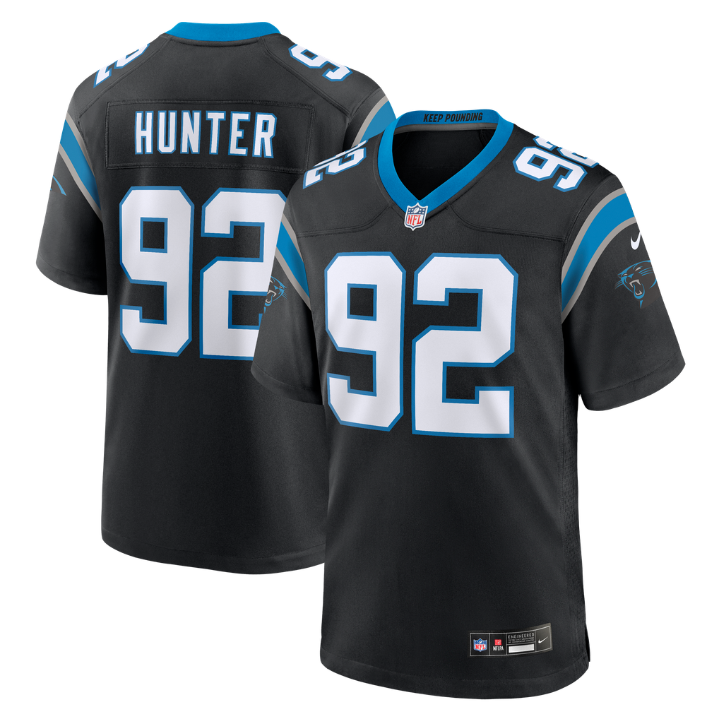 Men's Carolina Panthers Lee Hunter Black Team Game Jersey