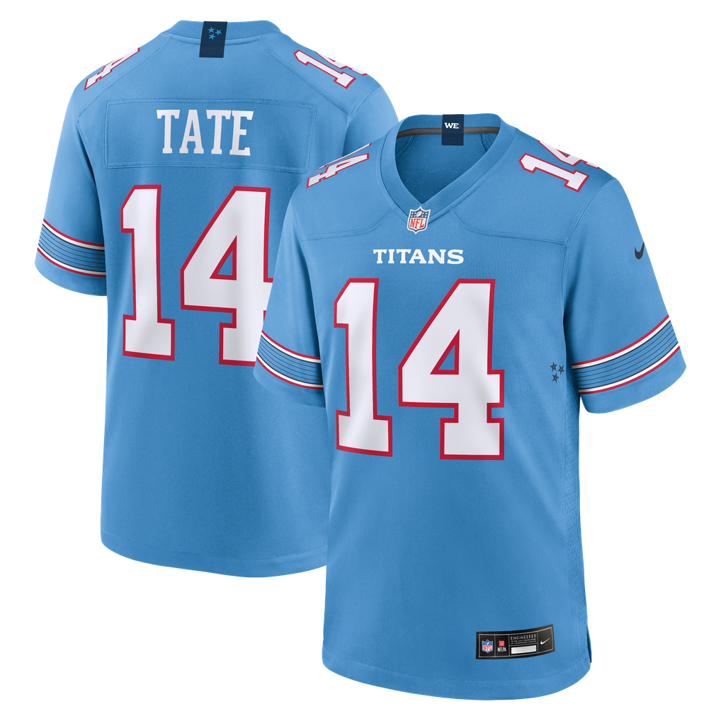 Men's Tennessee Titans Carnell Tate Light Blue Team Game Jersey